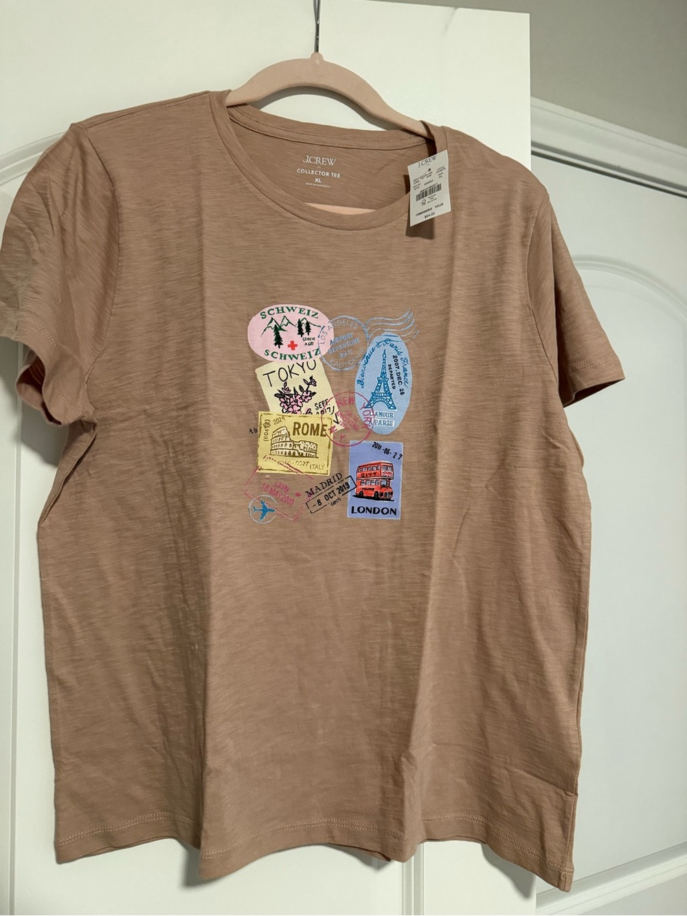 J. Crew Tan Graphic Travel Tee